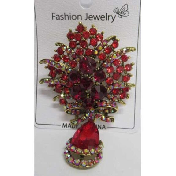 Red crystal forest brooch jewelry