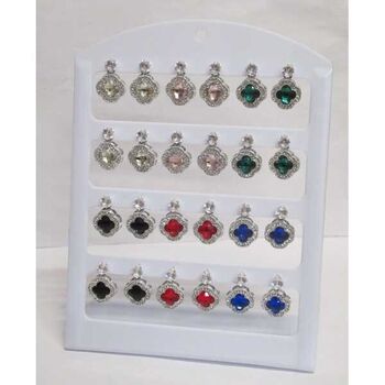 boucles d'oreilles trefle strass cristal couleur