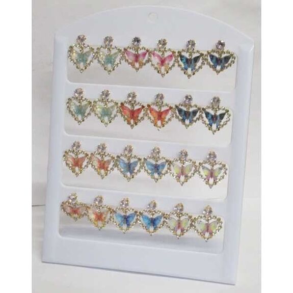 bijoux boucles d'oreilles papillon en coeur