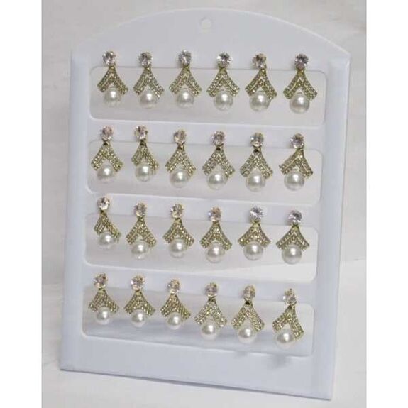 boucles d'oreilles boule perle chapeauté strass