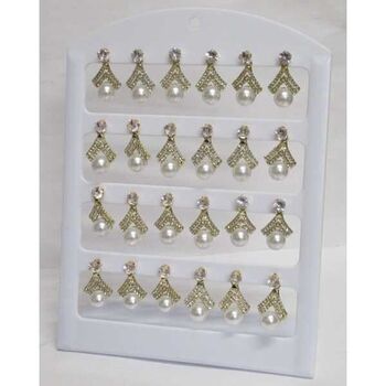 boucles d'oreilles boule perle chapeauté strass