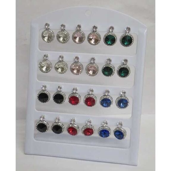 boucles d'oreilles rondes couleur cristal strass en lot