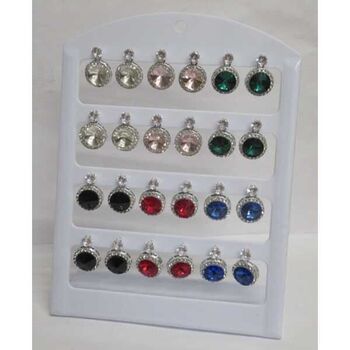 boucles d'oreilles rondes couleur cristal strass en lot
