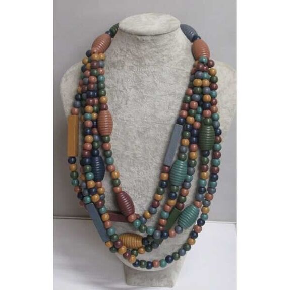multi-row chain with bohemian wooden balls