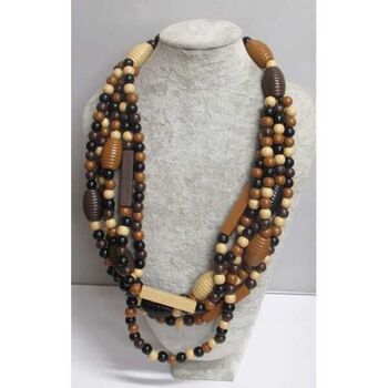 chaîne bijoux boules bois marron couleur tendance