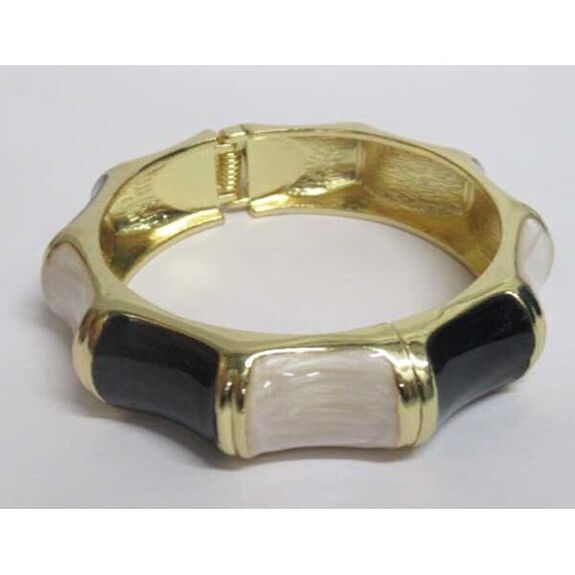 bracelet jonc email noir blanc