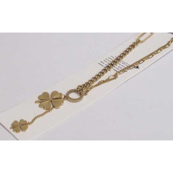 bijoux acier petit et grand trefle chaine mixte