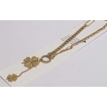 bijoux acier petit et grand trefle chaine mixte