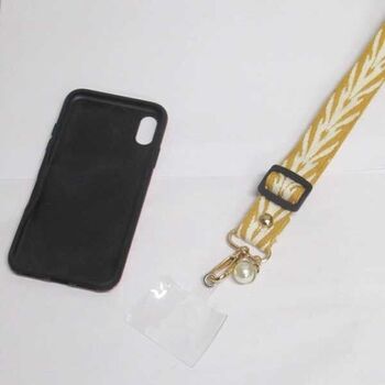 Bijoux smartphone bande tissu jaune feuille