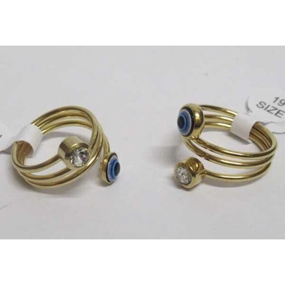 lucky charm ring eye and rhinestone steel woman