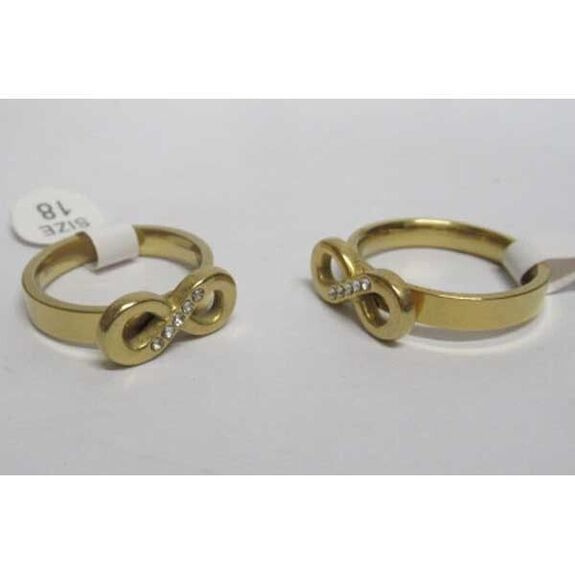 bijoux bague infini ligne strass acier doré