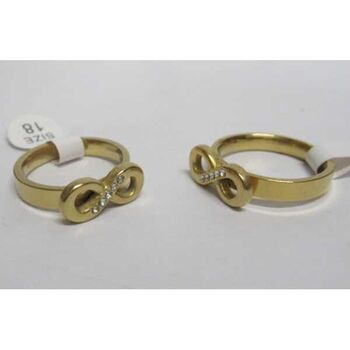 bijoux bague infini ligne strass acier doré