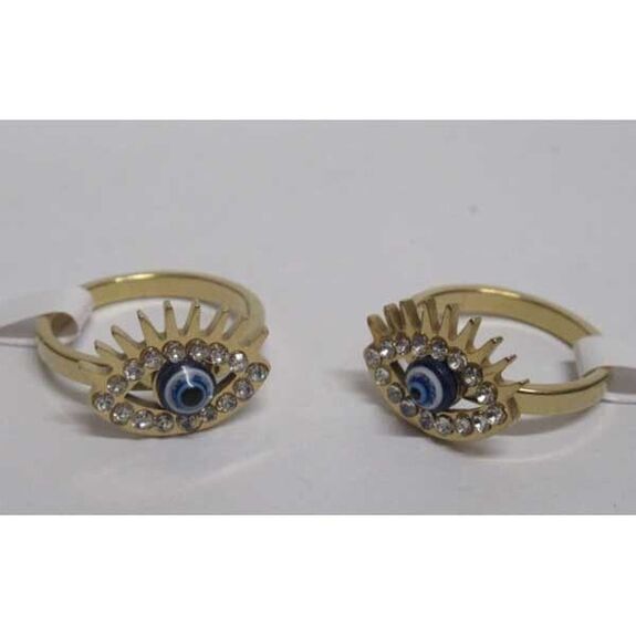 bague oeil soleil acier inoxydable doré