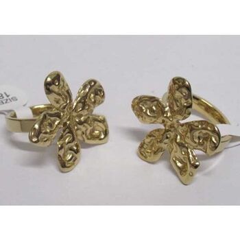 bague acier fleur marbrée