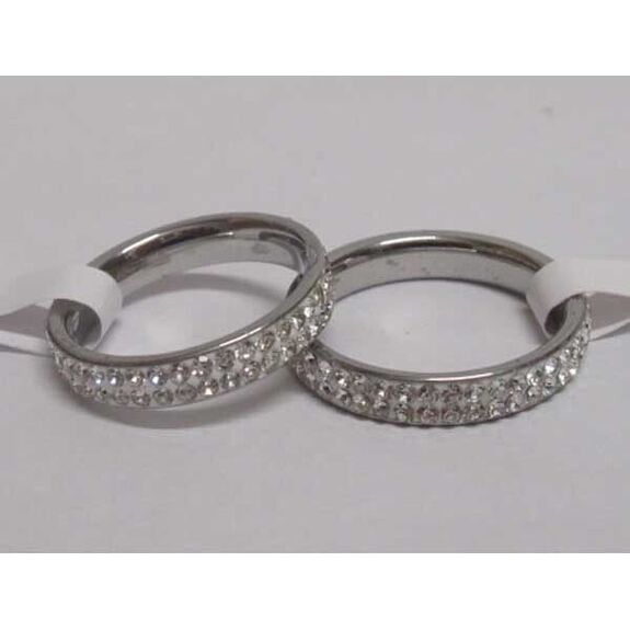 2-row rhinestone ring