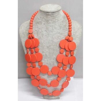 Bijoux collier en orange bois