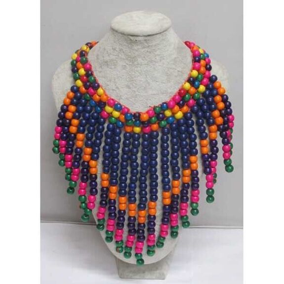 Collier bois multicolore carnaval