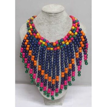 Collier bois multicolore carnaval