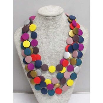 bijoux collier rondelles bois coloris variés