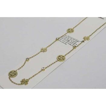 pendentif alternance trefle cercle et trefle en acier