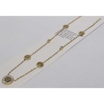 collier chaîne acier arbre de vie cristal pour femme