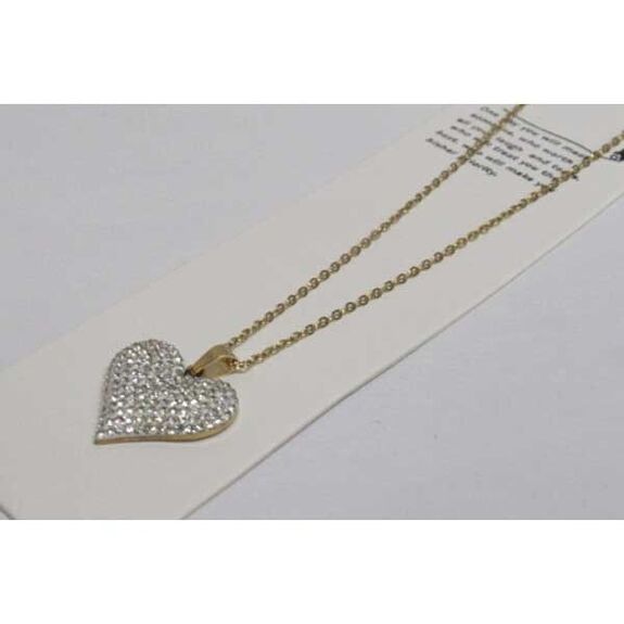 pendentif coeur plein strass acier