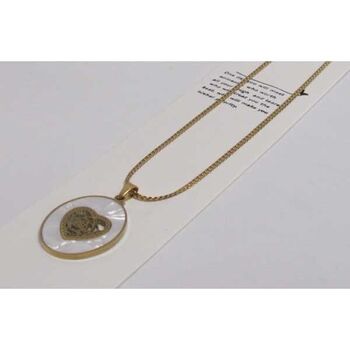 collier fine chaine longue pendentif nacre fleur en acier