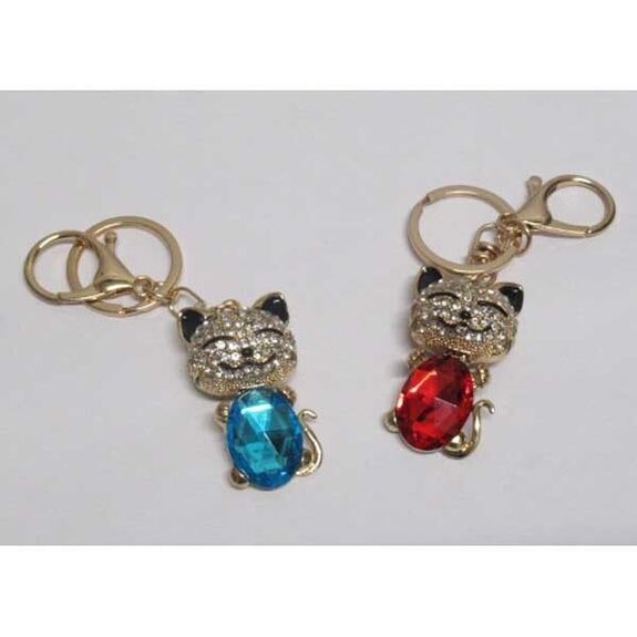 jewelry bag keychain cat crystal belly