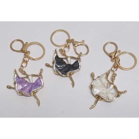 Rhinestone enamel ballerina keychain jewelry