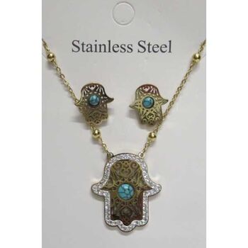 bijoux set oriental main turquois en acier