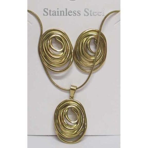 bijoux pendentif multitude cercles en acier doré