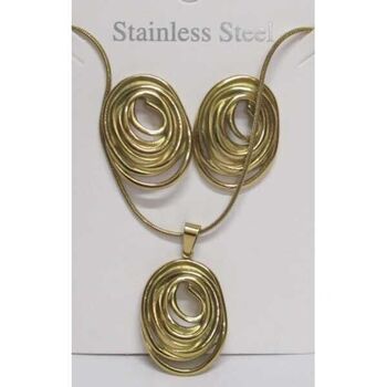 bijoux pendentif multitude cercles en acier doré