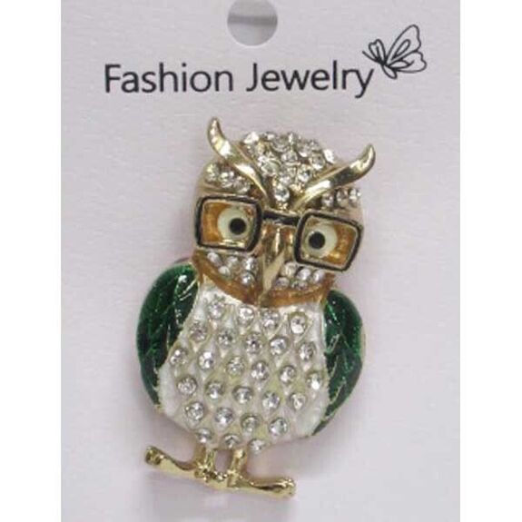 bijoux broche hibou avec lunette
