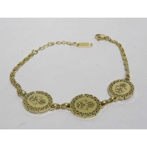 gold-plated steel hand-shaped circle bracelet