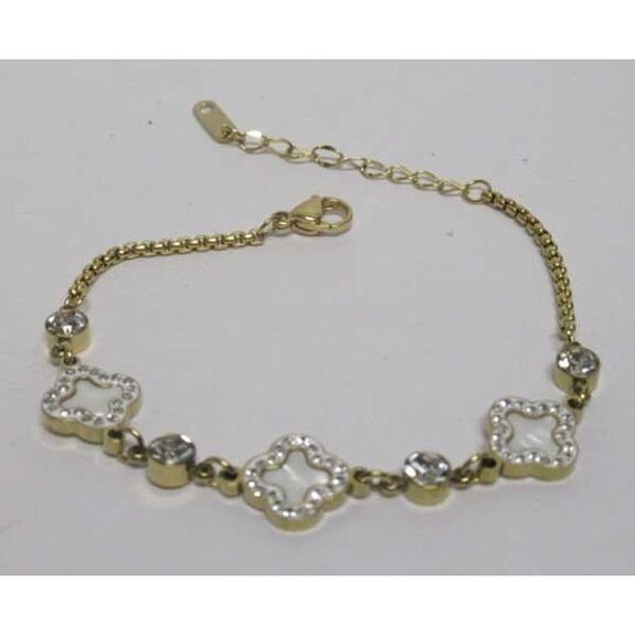 jewelry, flower-shaped bracelet, crystal rhinestone, stainless steel