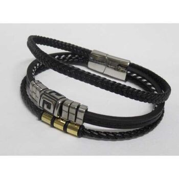 homme bracelet cuir G en acier