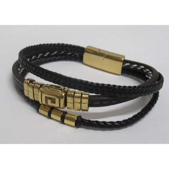 bracelet homme cuir multi cordon en acier