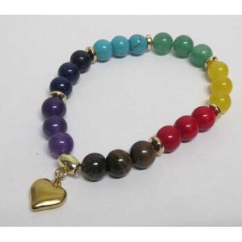 chakra stone bracelet with heart pendant