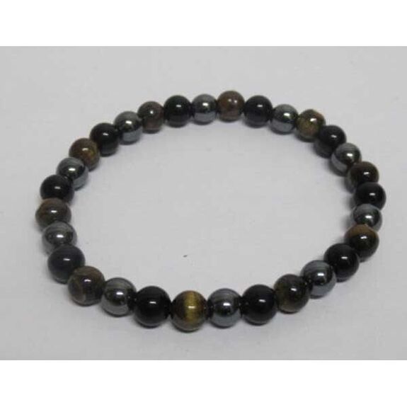 triple protection tiger eye bracelet hematite obsidian small diameter