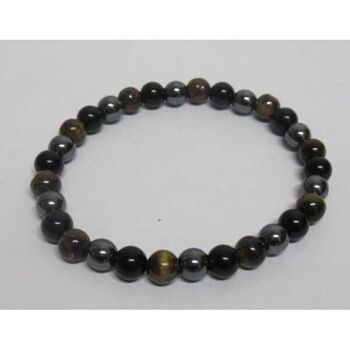 triple protection tiger eye bracelet hematite obsidian small diameter