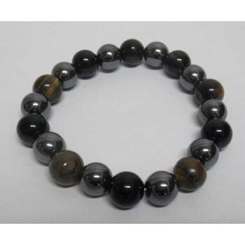 obsidian hematite tiger eye triple protection bracelet