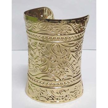 bracelet manchette dore feuille