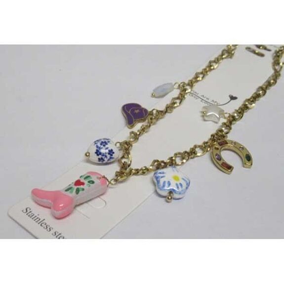 bijoux collier cow boy fer cheval botte chapeau en acier