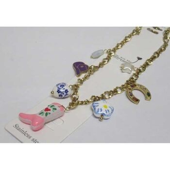 bijoux collier cow boy fer cheval botte chapeau en acier