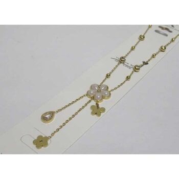 steel pearl flower necklace