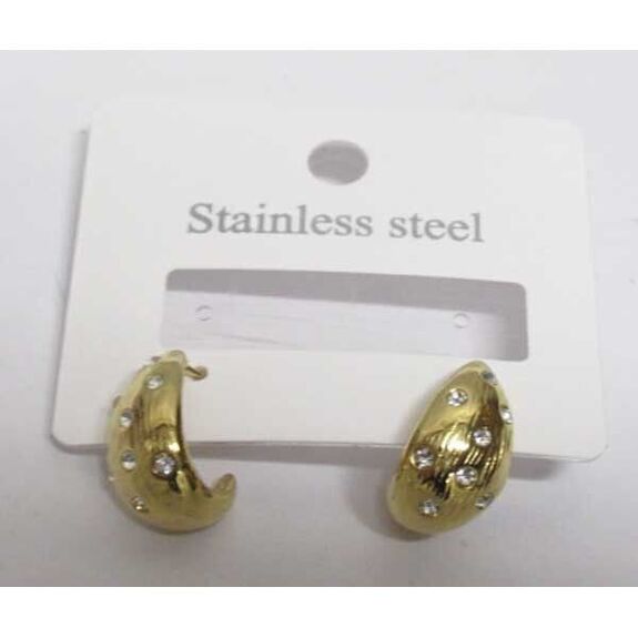 mini hoop earrings with rhinestones in gold-plated steel