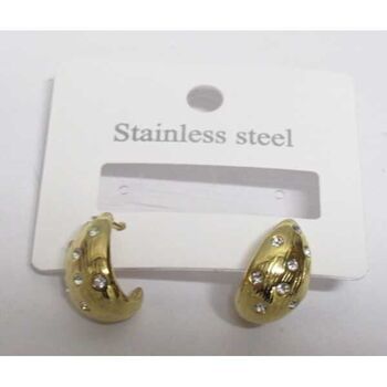 mini hoop earrings with rhinestones in gold-plated steel