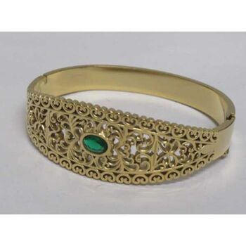 Oriental bangle, green crystal, stainless steel