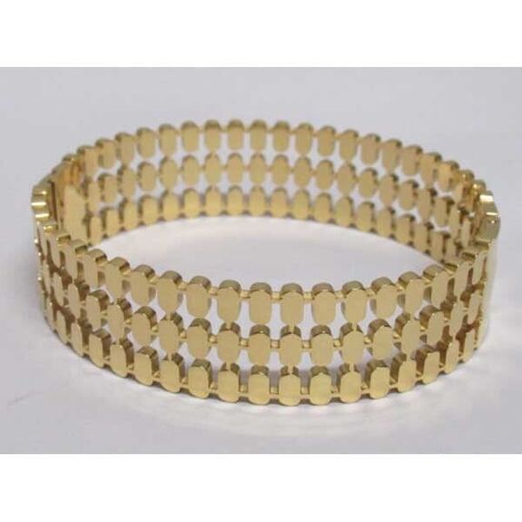 bracelet jonc rangees doré en acier