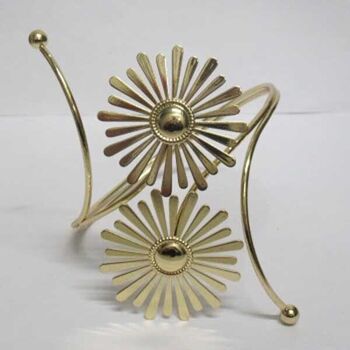 Gold double flower cuff bracelet